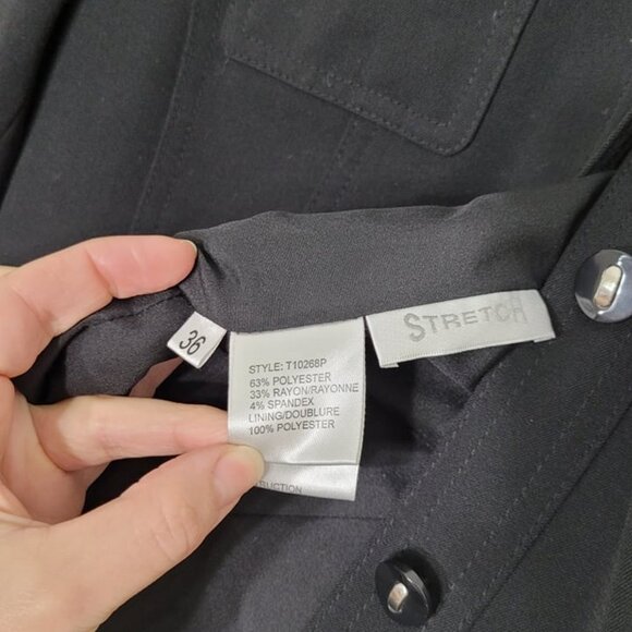 Proportion Petite Conrad C Black Button Down Faux Leather Trim Jacket 6 Petite - Picture 3 of 13